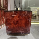 Modern Luxury SideTable with Natural Marble Top & Polished Stainless Steel Legs